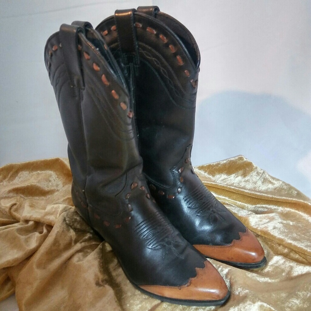 Women's Black Brown Leather Dingo Boots